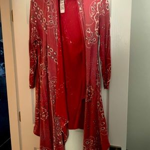 magnolia pearl stargazer cardi red bandana cardigan OS